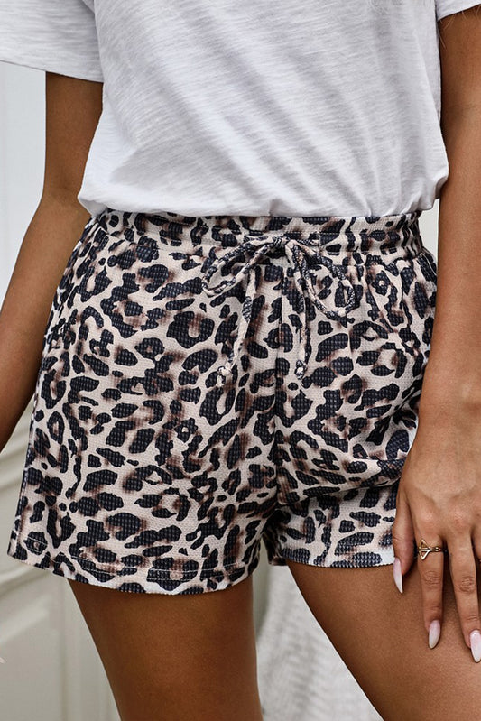 Leopard Drawstring Waist Shorts - Giza's Boutique Store