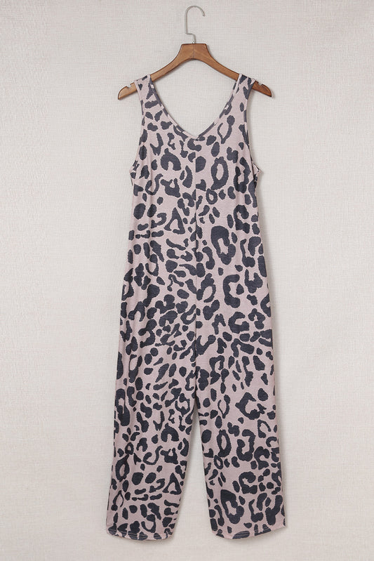 Leopard Sleeveless Wide Leg Jumpsuit - Giza's Boutique Store