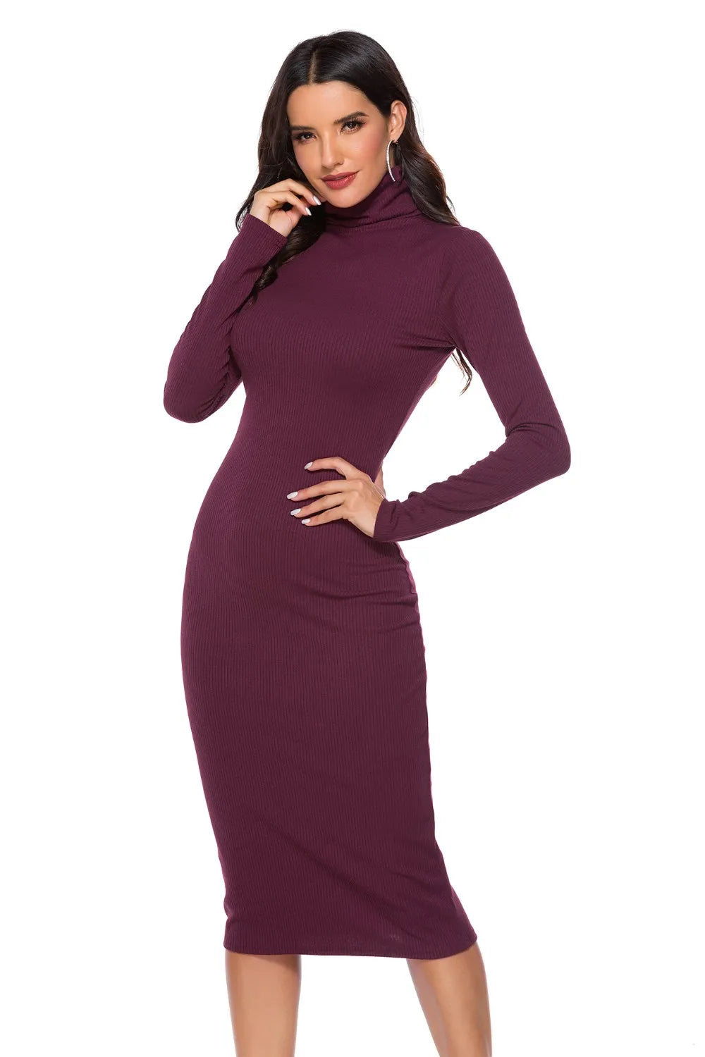 Vestido Midi Elena de Cuello Alto Acanalado, vista adicional 10