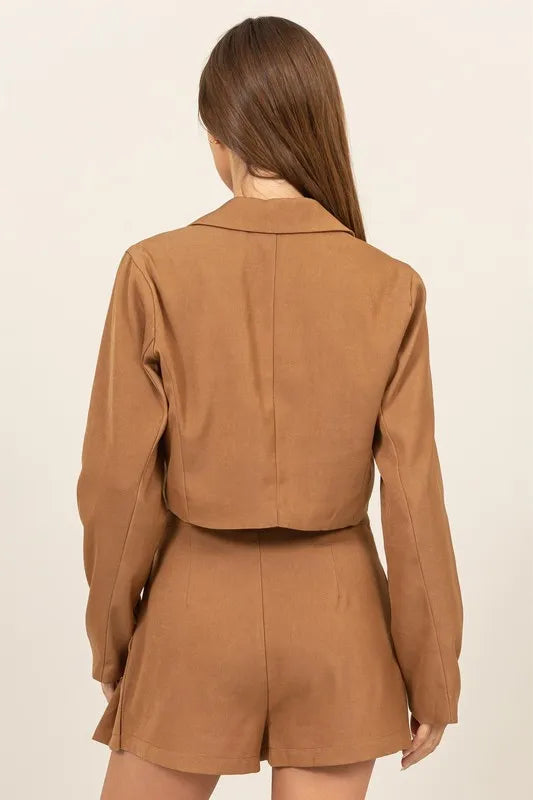 Blazer Corto Camel Siena de Algodón, vista adicional 3