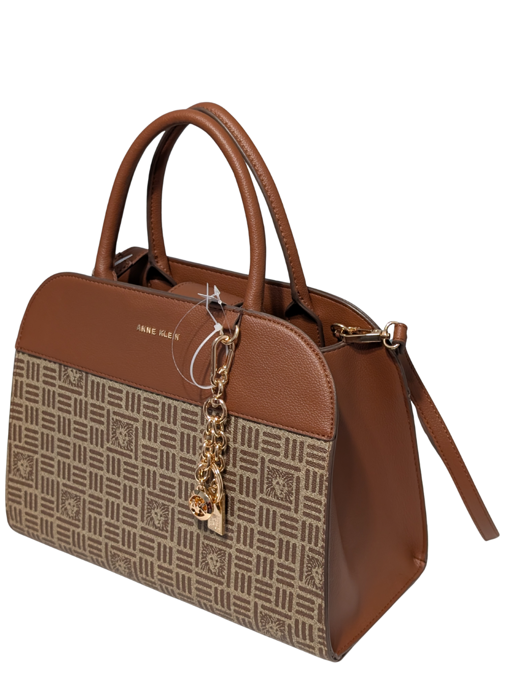 Anne Klein Bolso Satchel Monograma Cognac