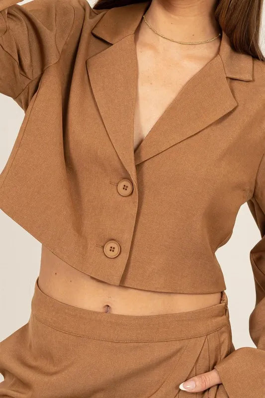 Blazer Corto Camel Siena de Algodón, vista adicional 4