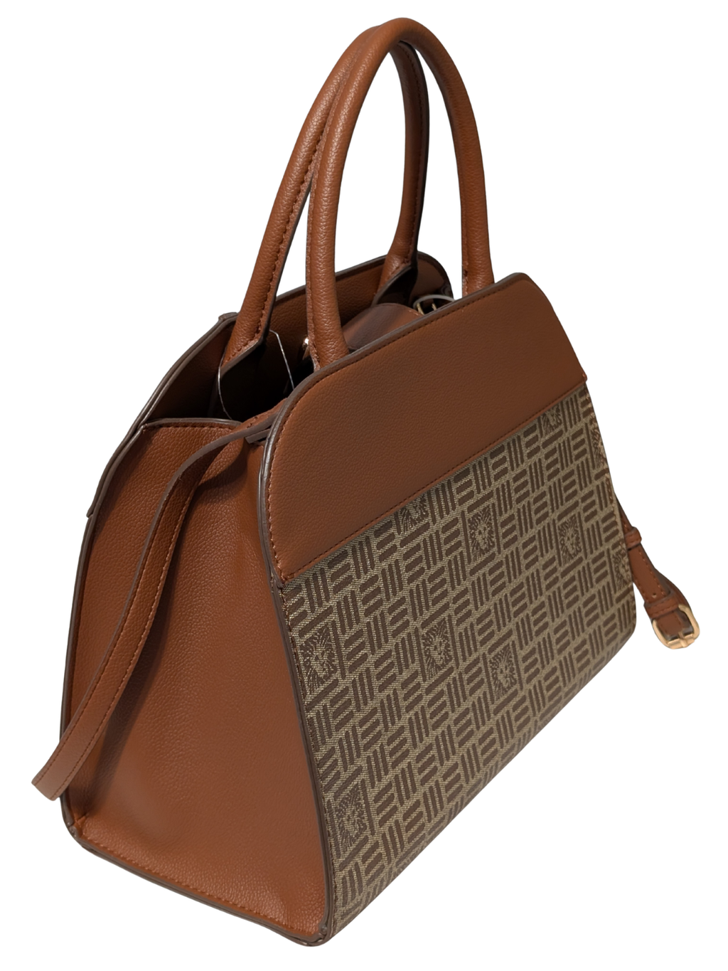 Anne Klein Bolso Satchel Monograma Cognac