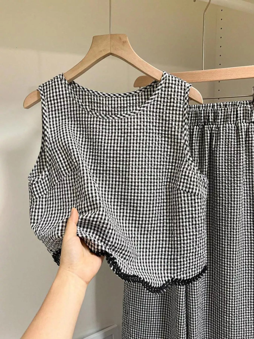 Conjunto Mila a Cuadros con Pantalón de Pierna Ancha, vista adicional 8