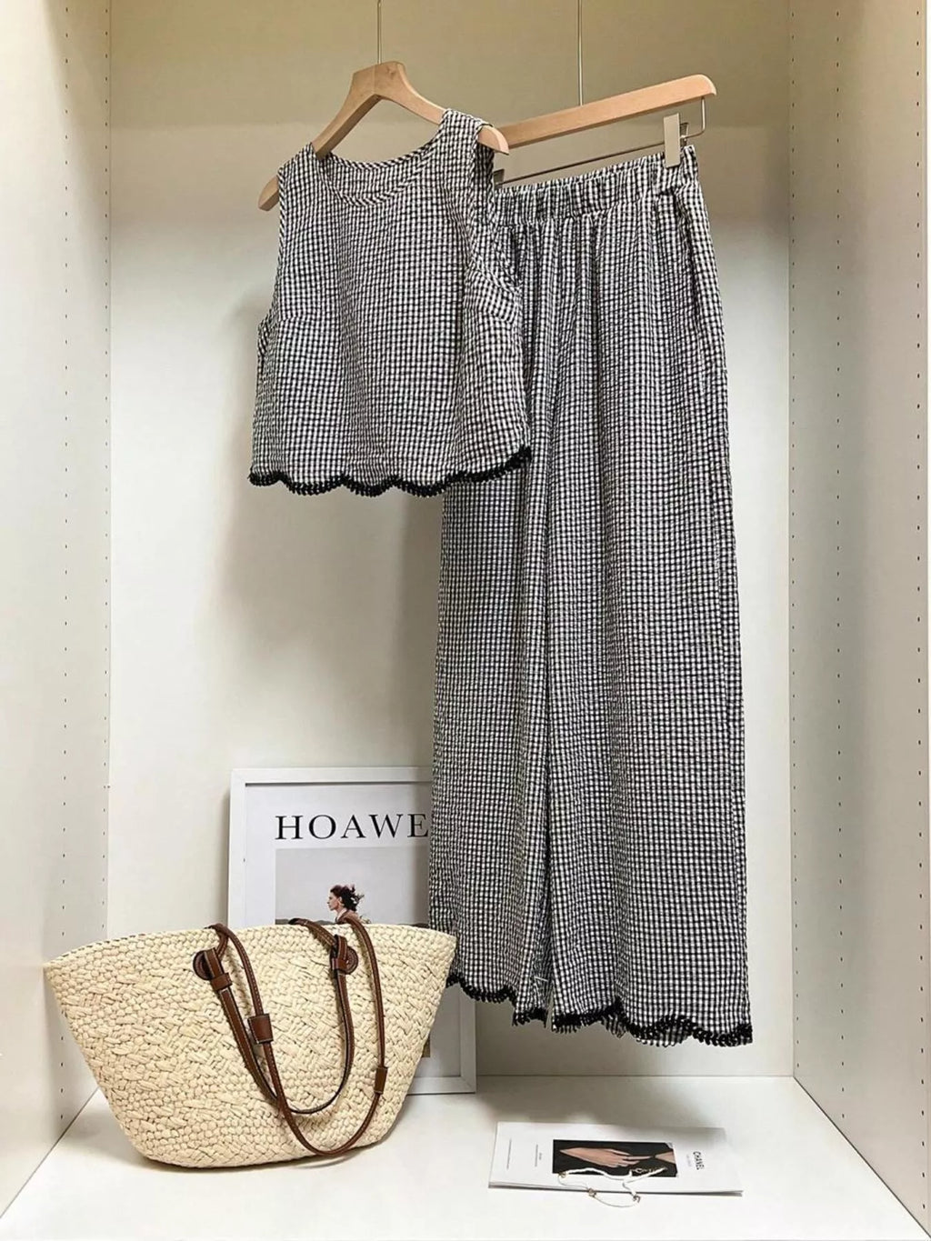 Conjunto Mila a Cuadros con Pantalón de Pierna Ancha, vista adicional 6