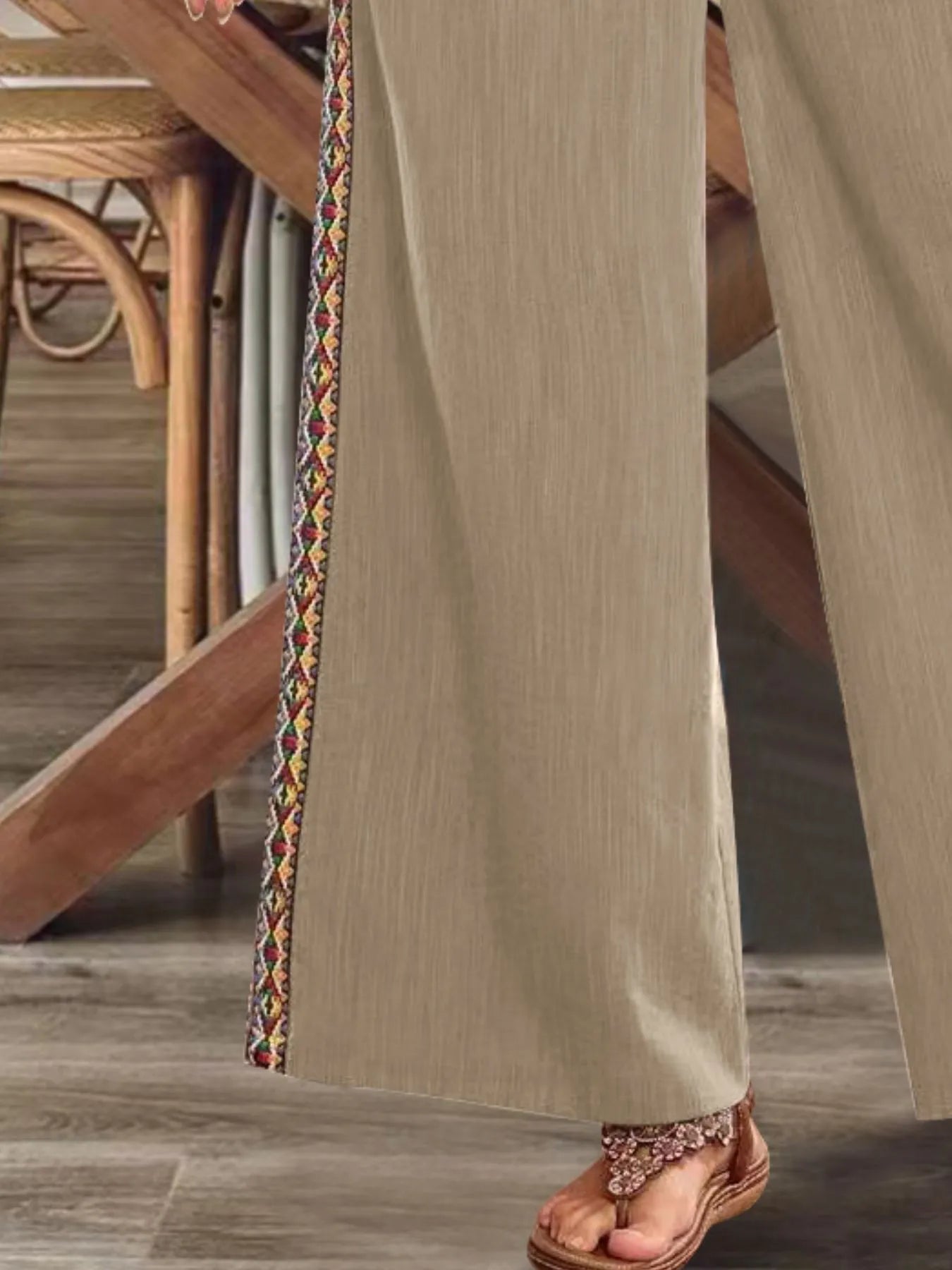Pantalón Bohemio de Pierna Ancha con Bordado Lateral, vista adicional 9