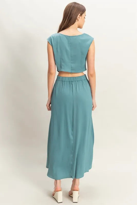 Conjunto Celeste de Top y Falda Maxi, vista adicional 2