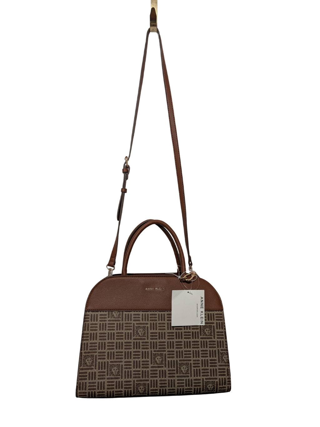 Anne Klein Bolso Satchel Monograma Cognac