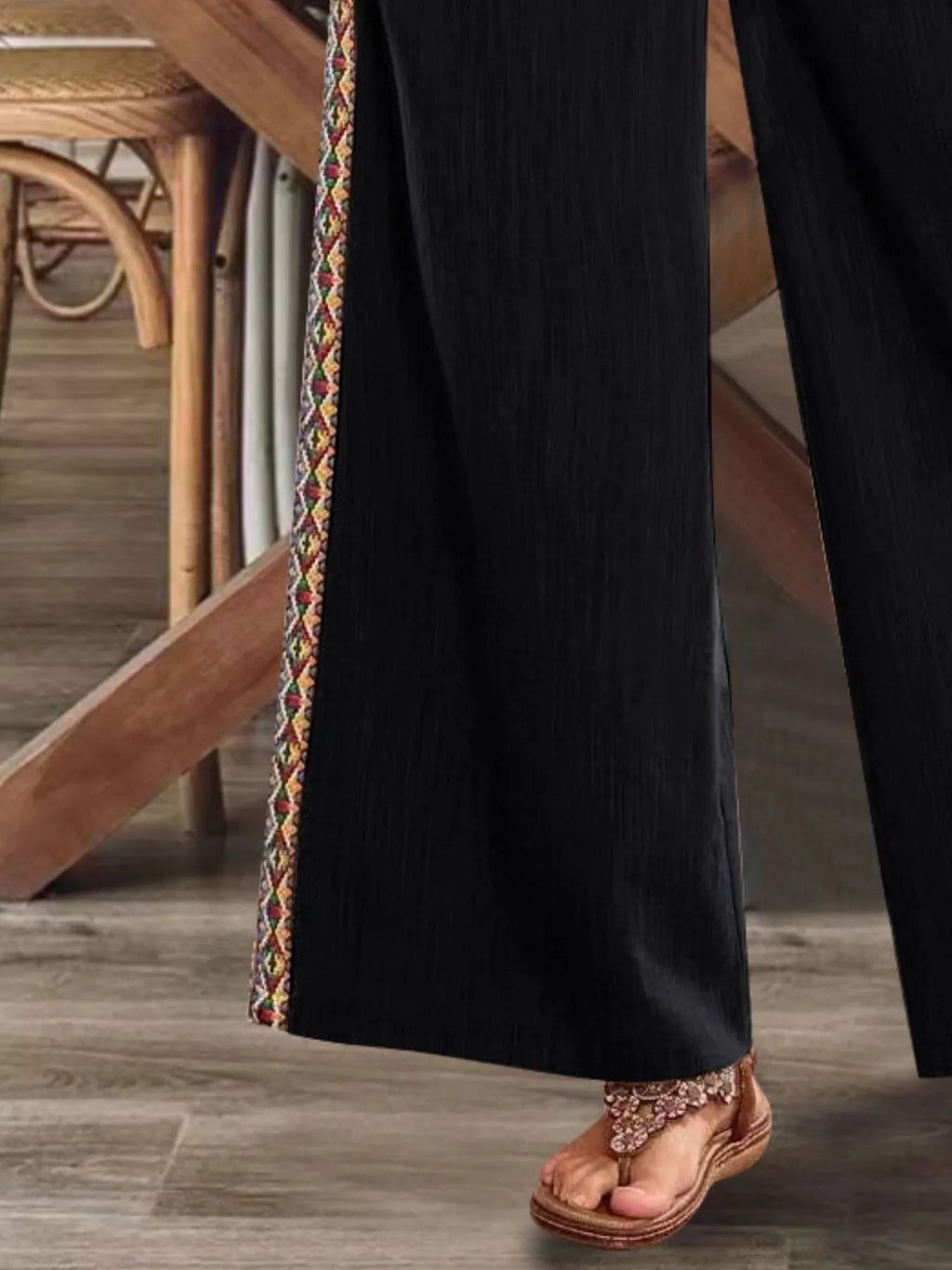 Pantalón Bohemio de Pierna Ancha con Bordado Lateral, vista adicional 12