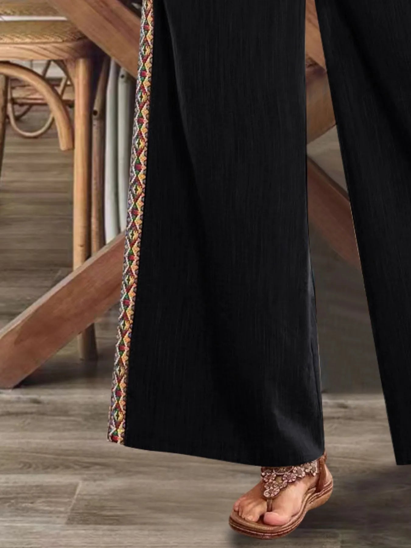 Pantalón Bohemio de Pierna Ancha con Bordado Lateral, vista adicional 12
