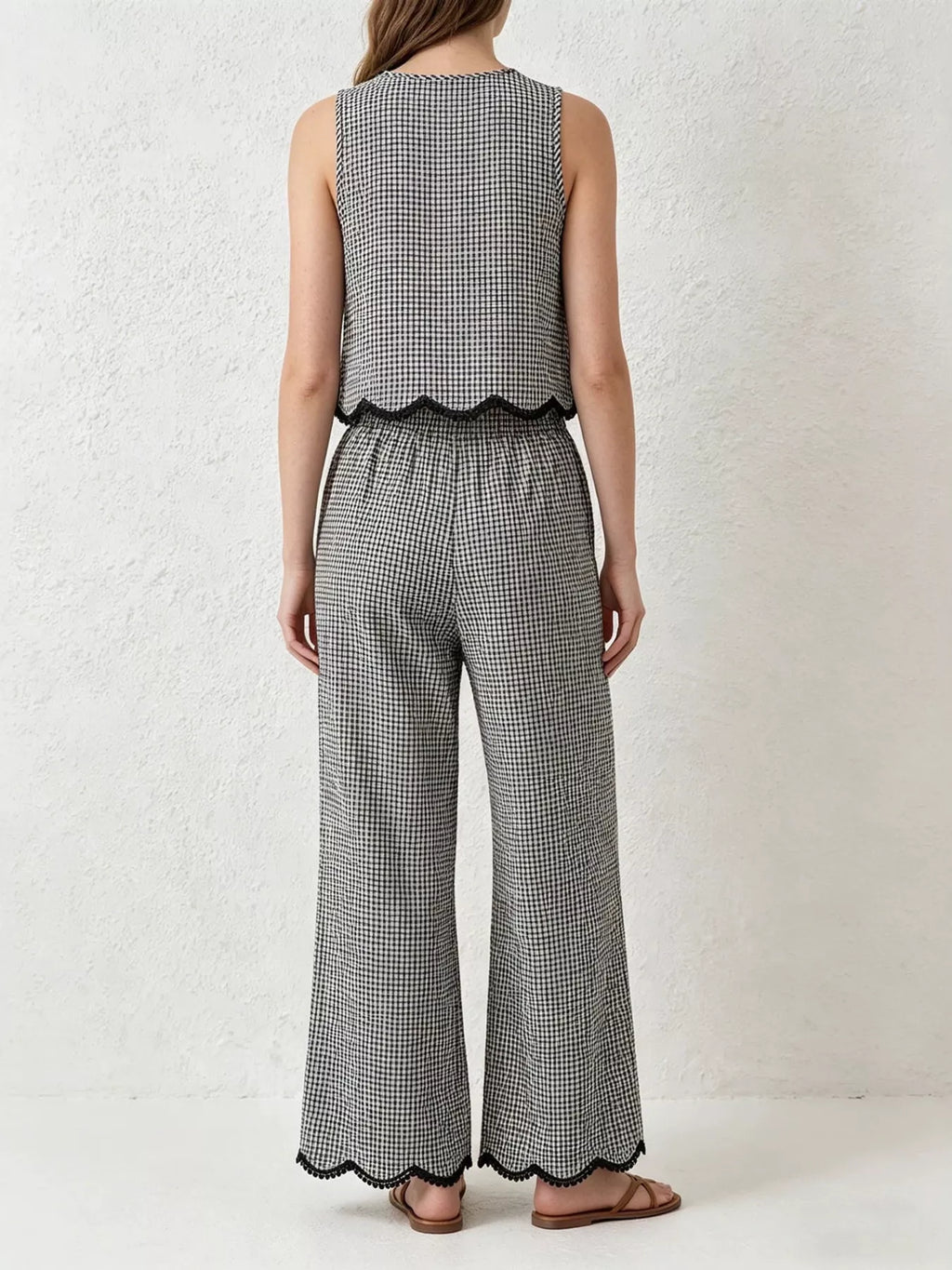 Conjunto Mila a Cuadros con Pantalón de Pierna Ancha, vista adicional 4