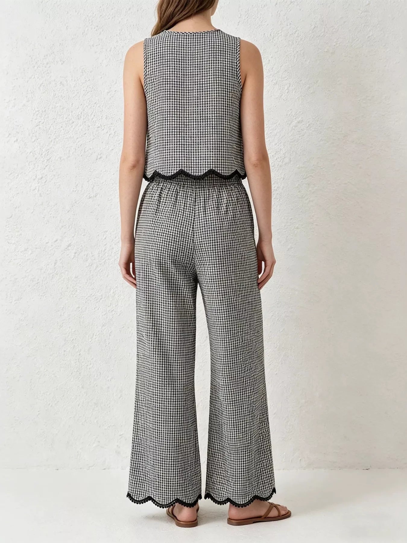 Conjunto Mila a Cuadros con Pantalón de Pierna Ancha, vista adicional 4