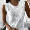 Emilia - Casual Mouwloze Kanten Blouse Met Ronde Hals