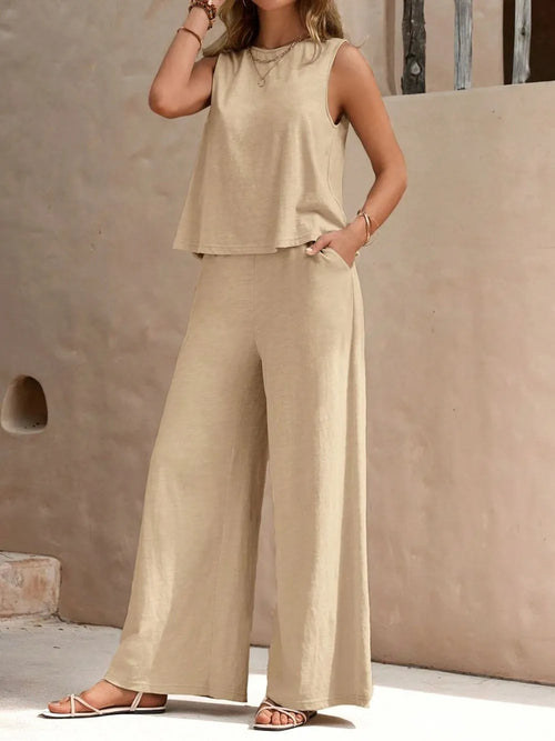 Conjunto Alma de Top Sin Mangas y Pantalón Palazo