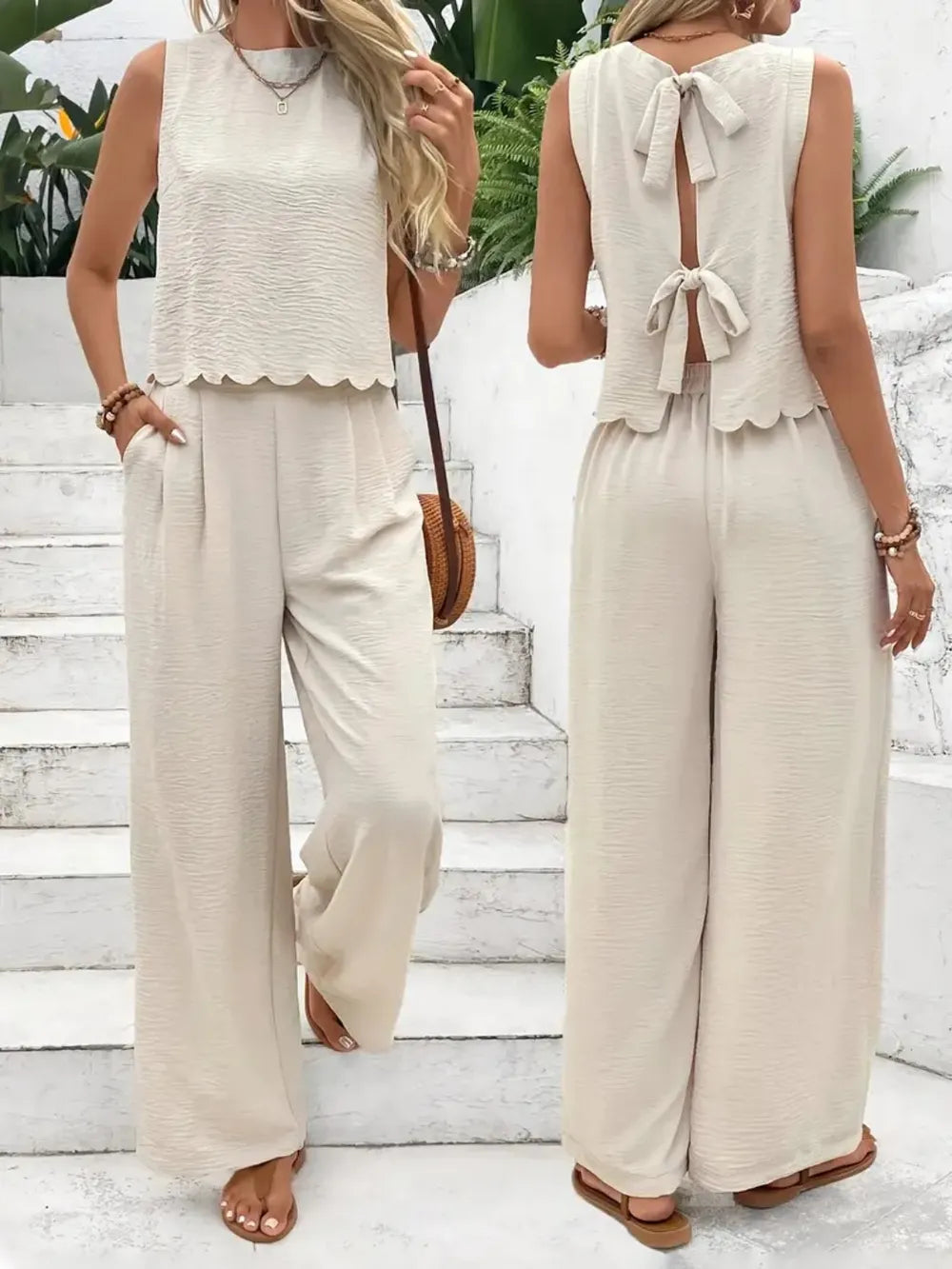 Conjunto Noa con Lazo Posterior y Pantalón Palazo