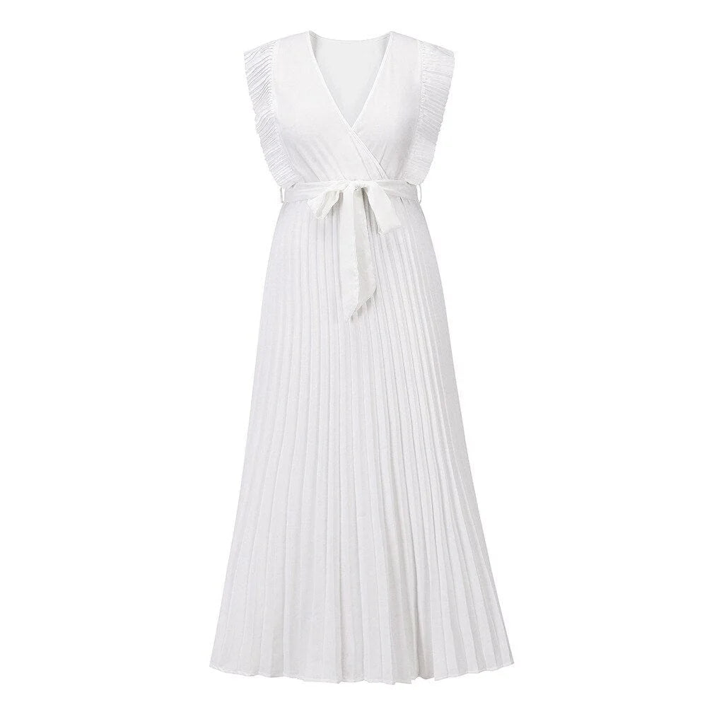 Vestido Midi Amara Marfil con Falda Plisada, vista adicional 2