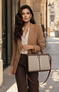 Tommy Hilfiger Bolso Tote Monograma Tan con Franja Tricolor