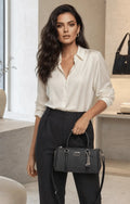GUESS Bolso Satchel Marsala Monograma Coal